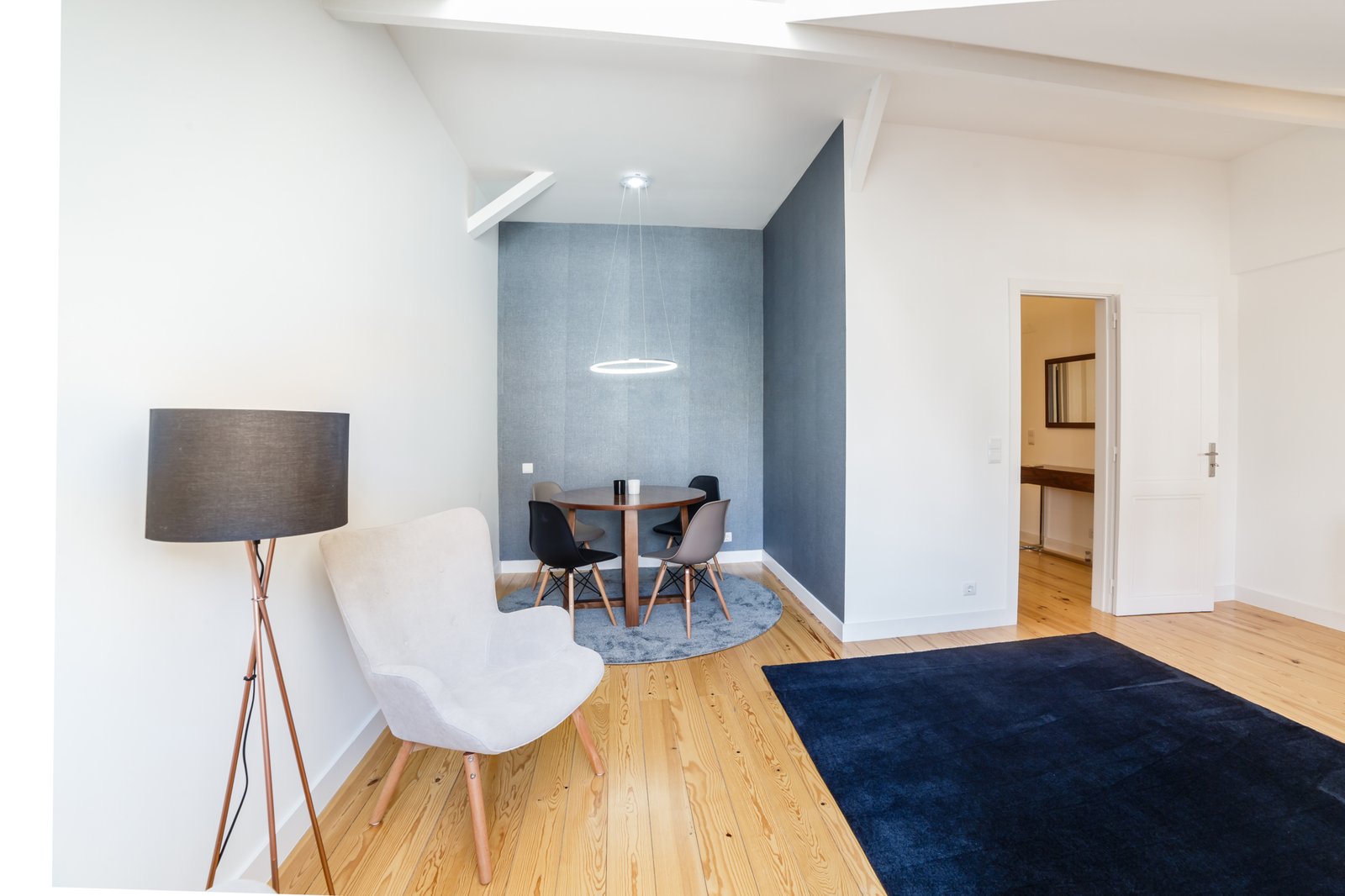 Modern apartment with white walls and light wooden floor Apartment for sale